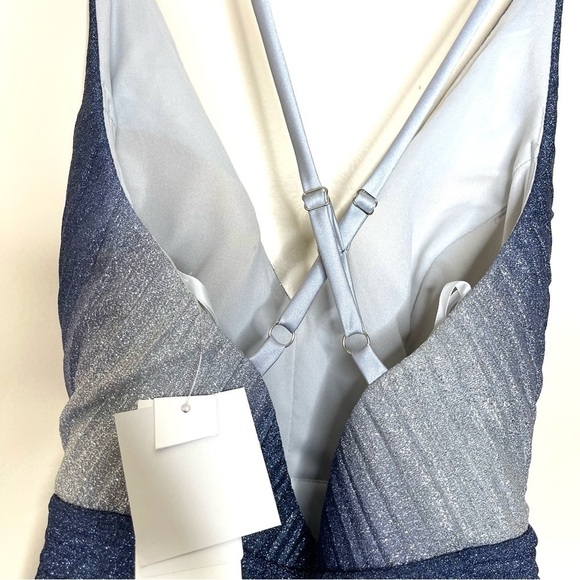 New Aqua Frozen Blue Ombre Pleated Mini Dress US 4 - Picture 9 of 12